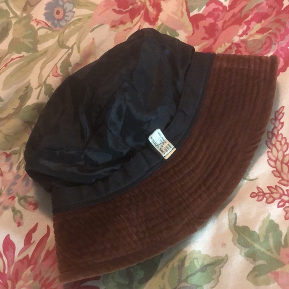 Vtg 60s Velvet Bucket Hat Size M/L Quilted Brown Velvet Fully Lined HONG KONG - Picture 12 of 14